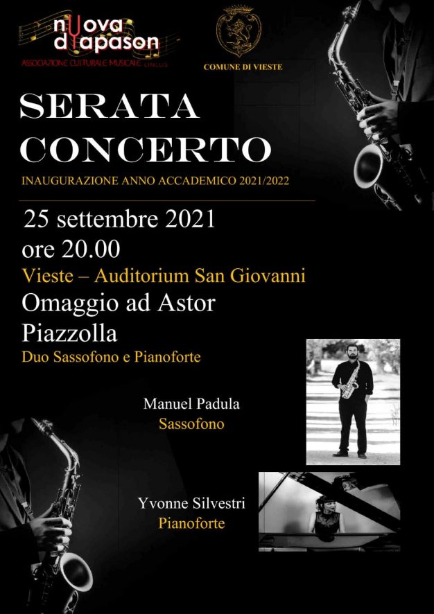 Serata concerto Omaggio ad Astor Piazzolla – 25 settembre 2021